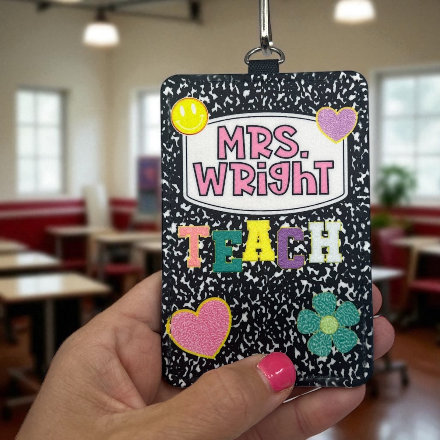 Personalized Teacher ID Badge Holder with Lanyard-Custom Teacher ID Badge- Personalized Teacher Gift