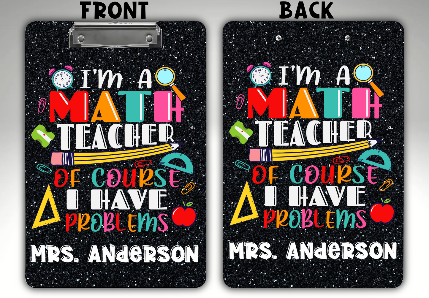 Personalized Teacher Clipboard, Math Teacher Gift