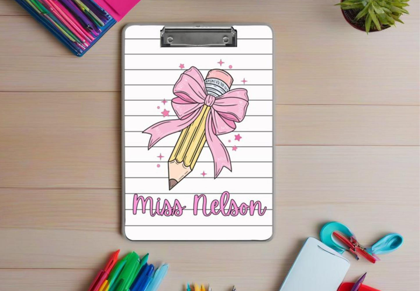 Personalized Teacher Clipboard – Sublimation, Custom Name, Colorful Classroom Gift
