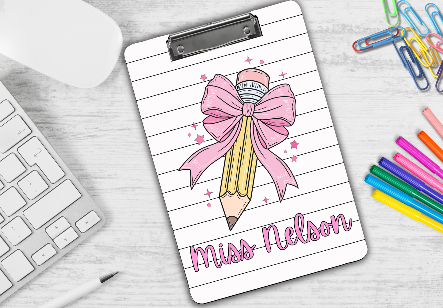 Personalized Teacher Clipboard – Sublimation, Custom Name, Colorful Classroom Gift