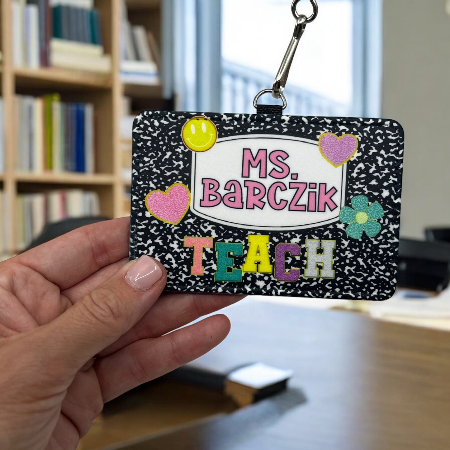 Personalized Teacher ID Badge Holder with Lanyard-Custom Teacher ID Badge- Personalized Teacher Gift