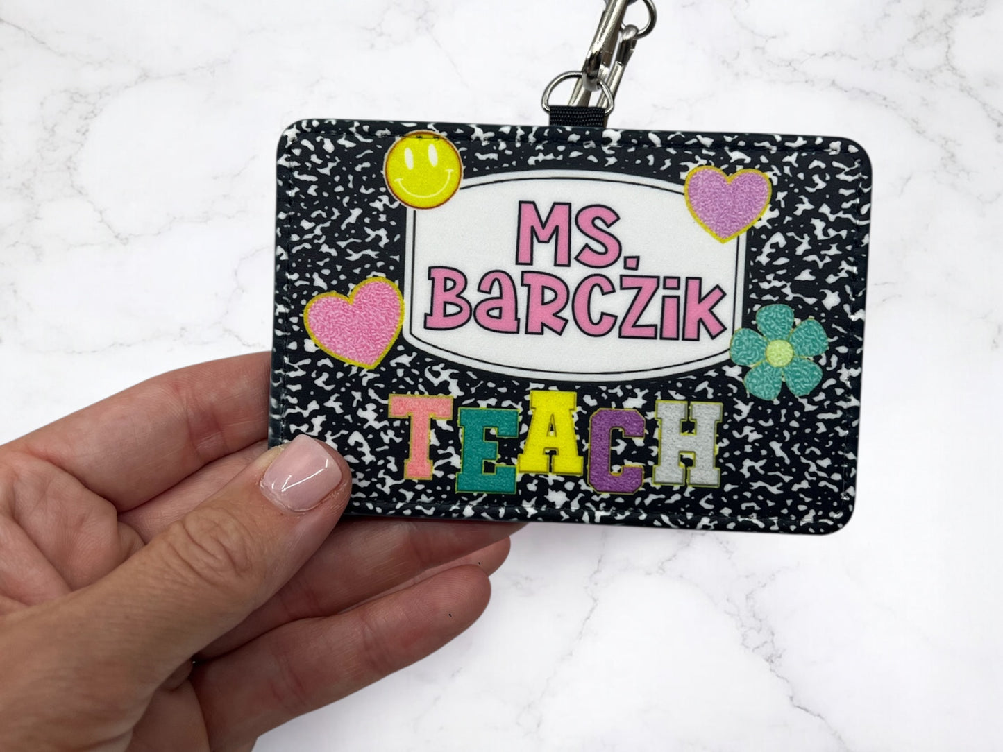 Personalized Teacher ID Badge Holder with Lanyard-Custom Teacher ID Badge- Personalized Teacher Gift