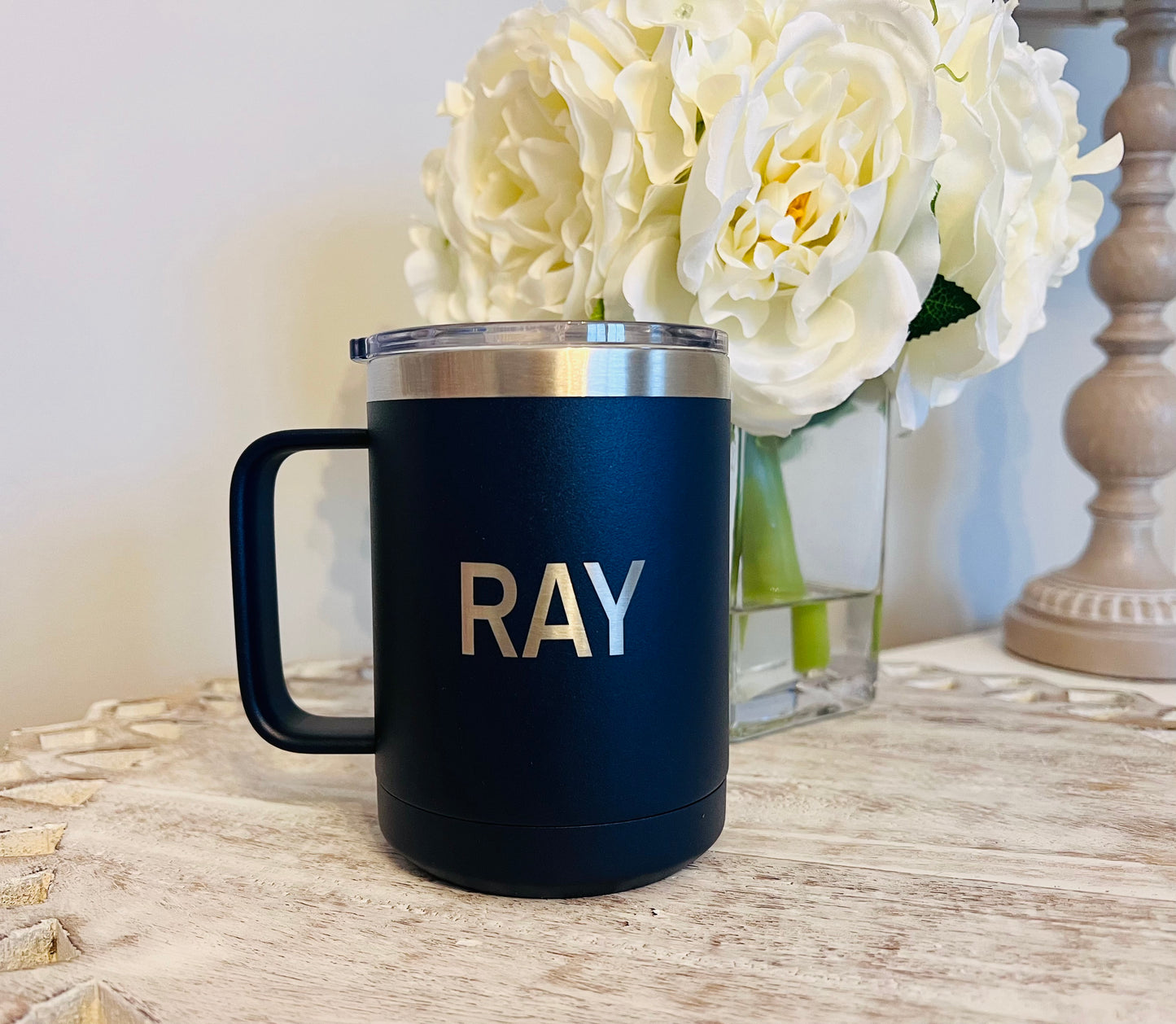 Custom Engraved Stainless Steel Insulated Coffee Mug with Lid