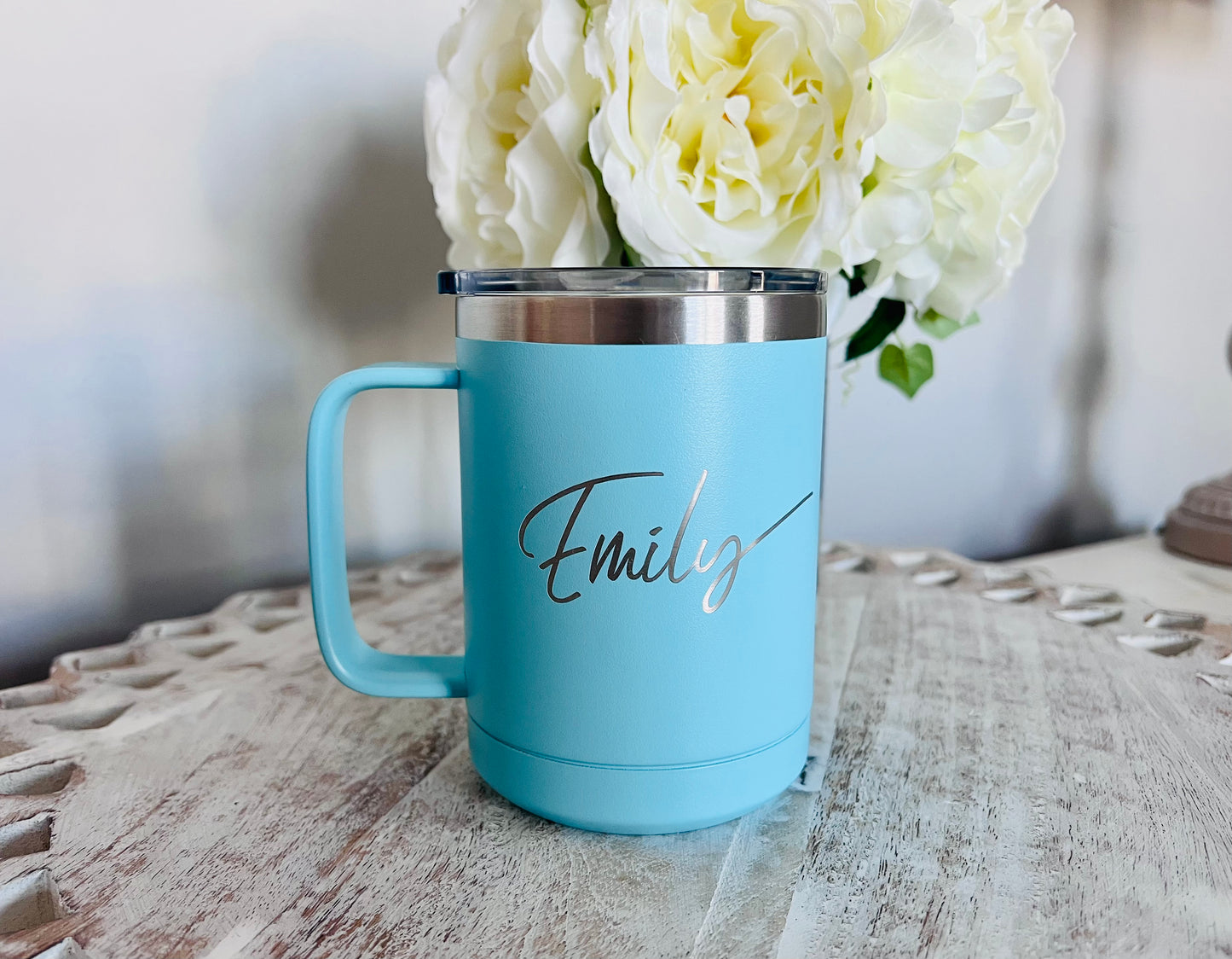Custom Engraved Stainless Steel Insulated Coffee Mug with Lid