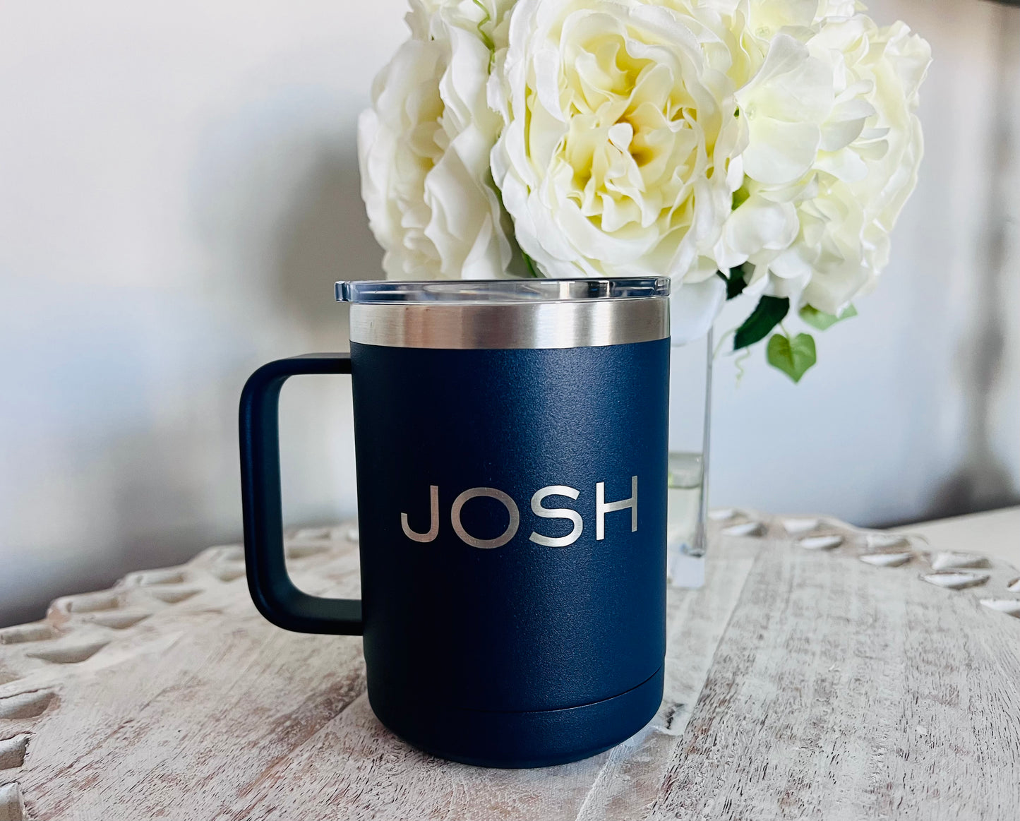 Custom Engraved Stainless Steel Insulated Coffee Mug with Lid