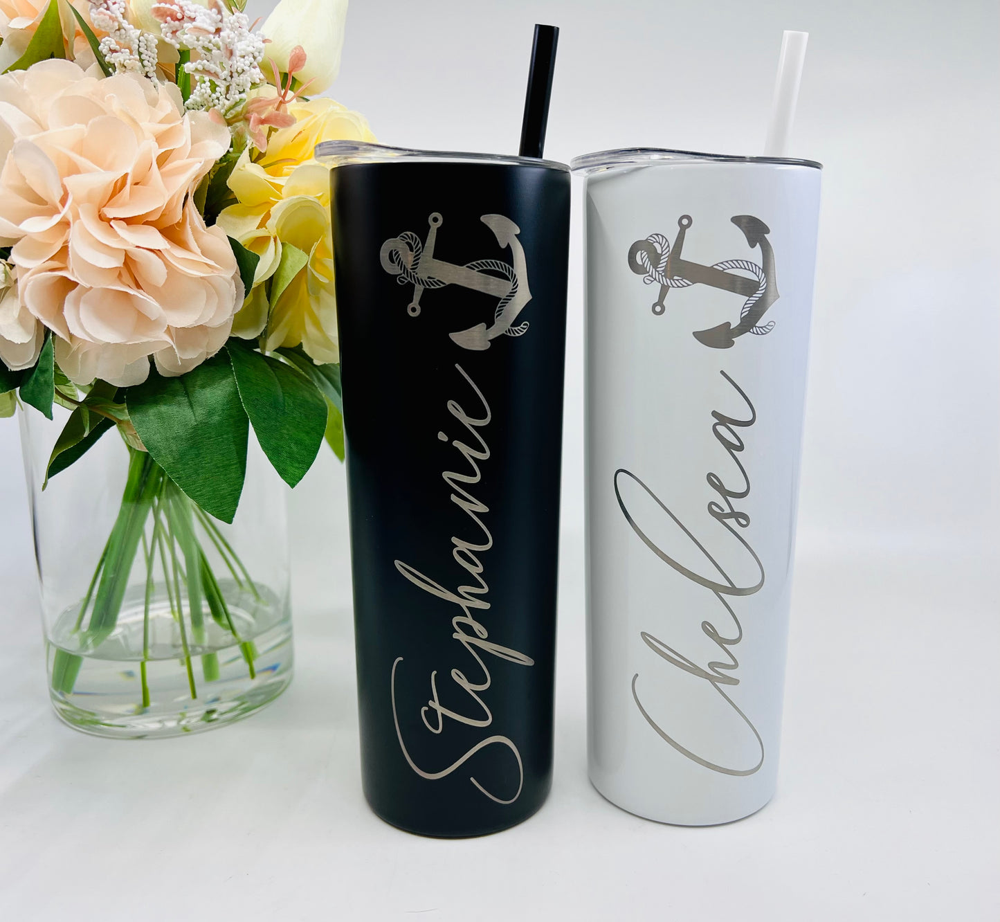 Personalized Anchor Tumbler – 20 oz Stainless Steel, Laser Engraved, Nautical Gift, Custom Name