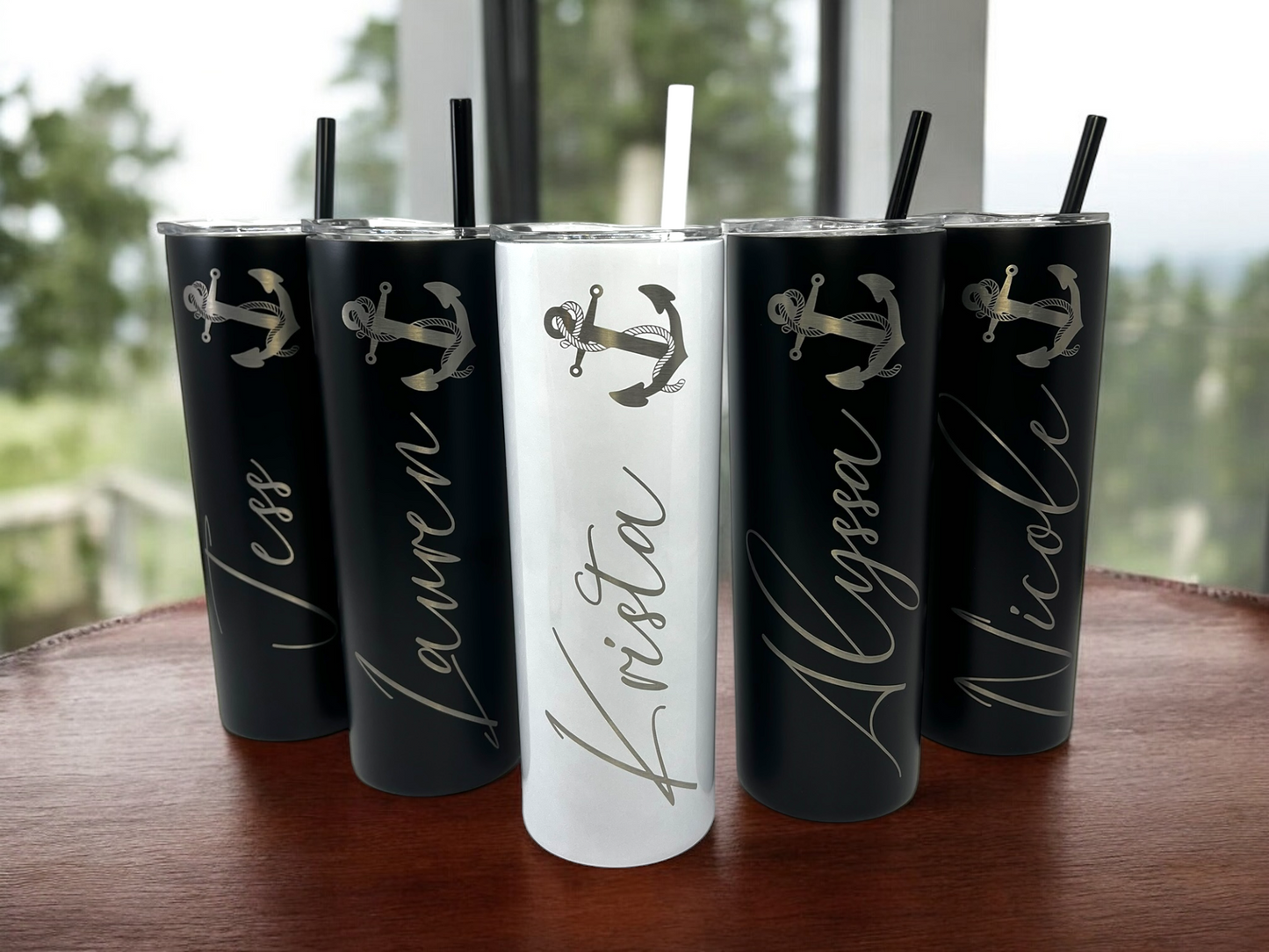 Personalized Anchor Tumbler – 20 oz Stainless Steel, Laser Engraved, Nautical Gift, Custom Name