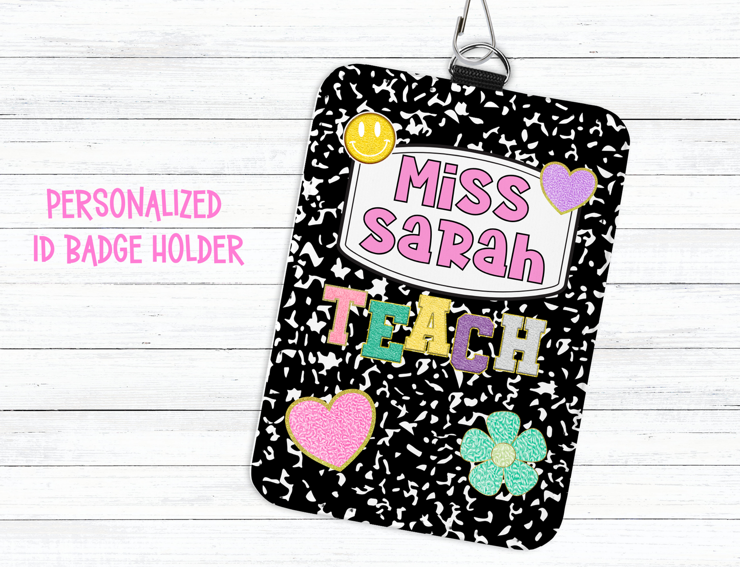 Personalized Teacher ID Badge Holder with Lanyard-Custom Teacher ID Badge- Personalized Teacher Gift