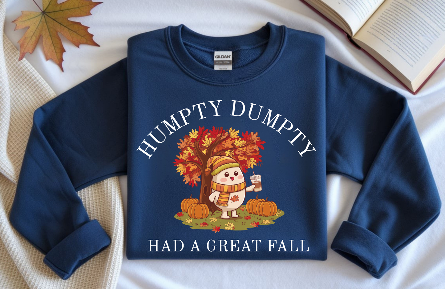Humpty Dumpty Fall Sweatshirt – Gildan 18000 Crewneck – Funny Autumn Graphic Pullover, Cozy Fall Sweater