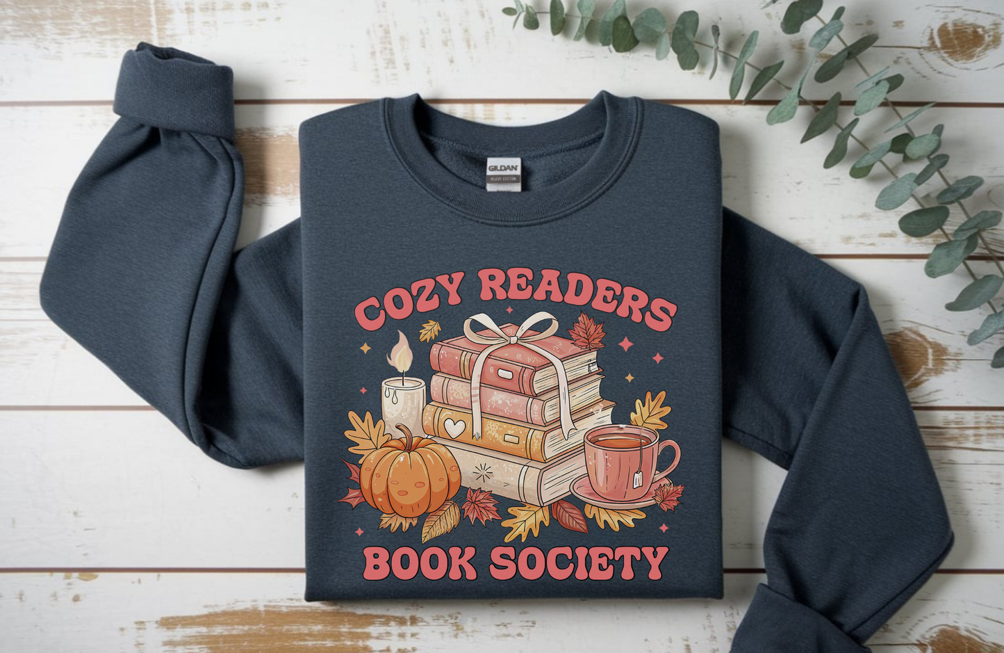 Cozy Readers Book Society Sweatshirt – Gildan 18000 Unisex Fall Book Lover Crewneck
