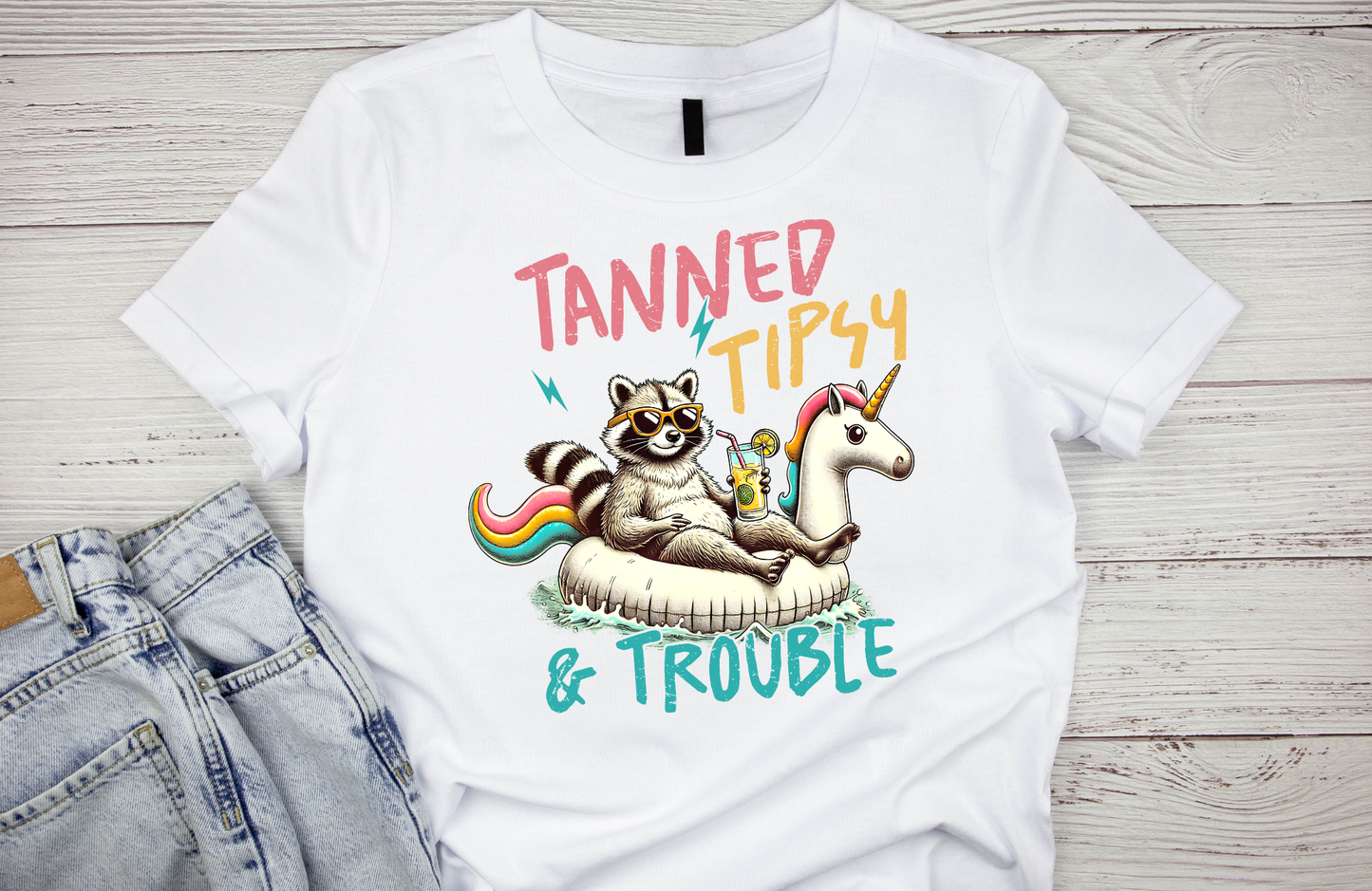 Tanned and Tipsy and Trouble, Women's Apparel, Women's Tee Shirt