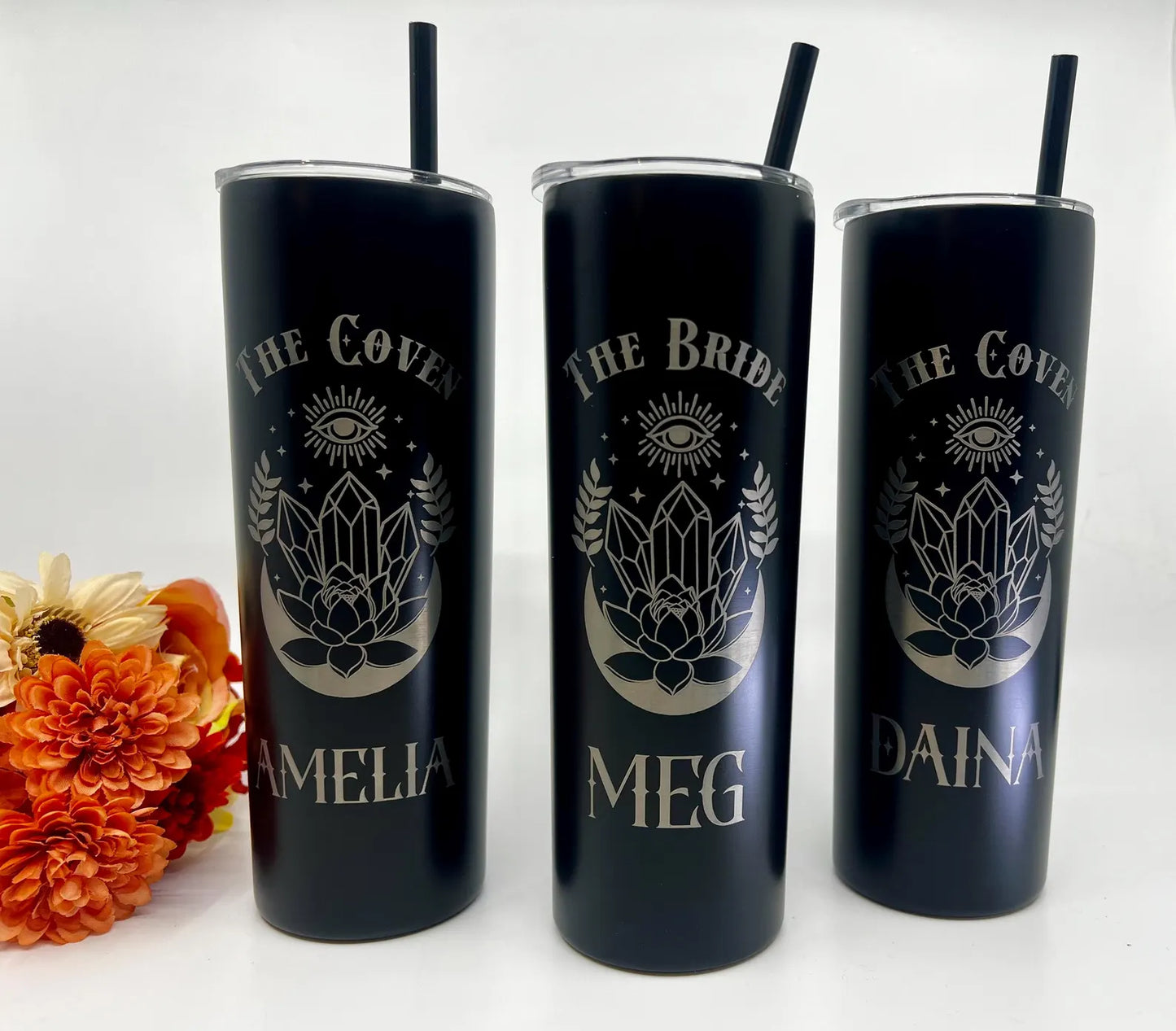 Halloween Bachelorette Party Tumblers, The Coven Spooky Cups for Witchy Celebrations, Unique Salem Theme Drinkware