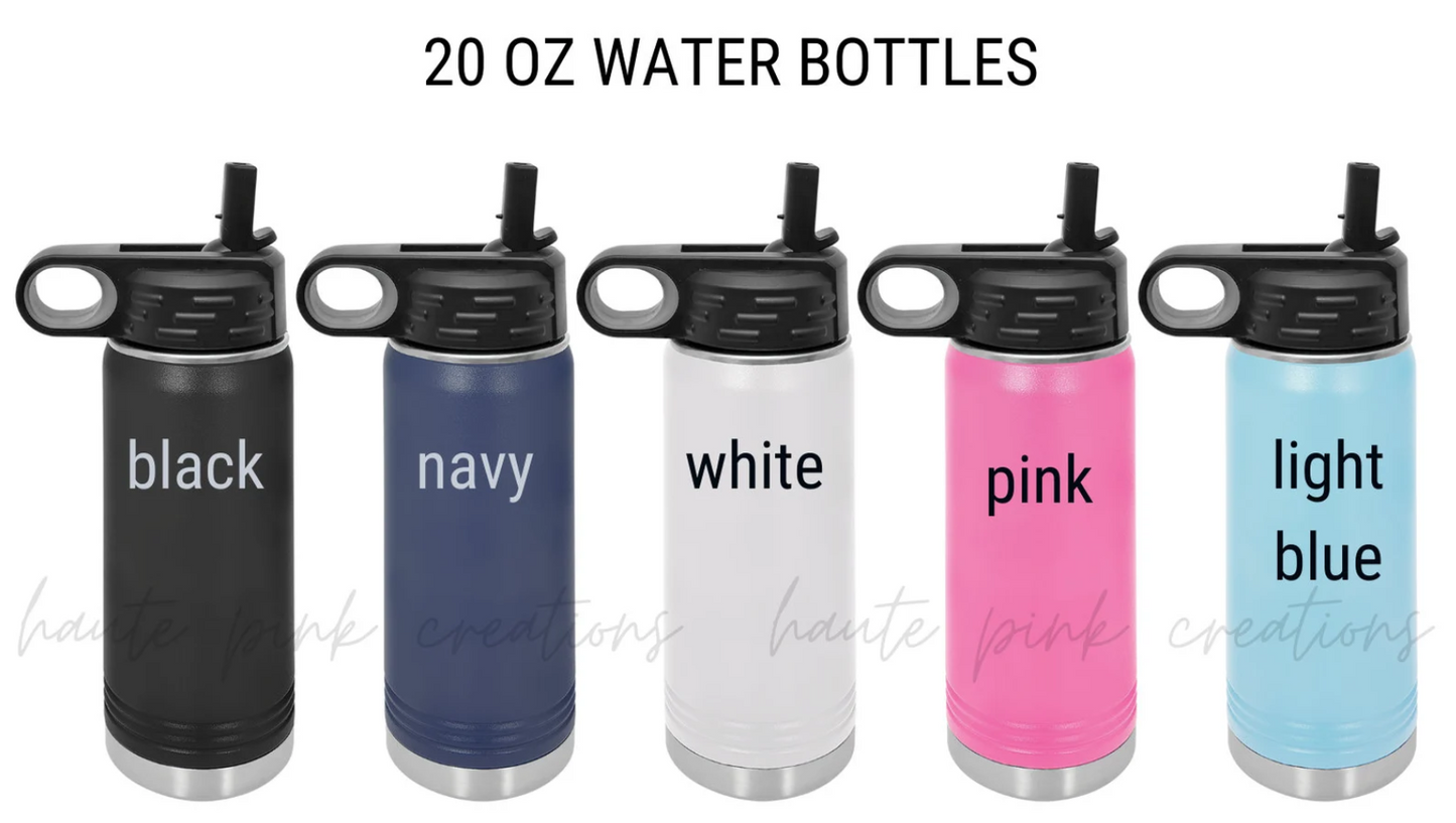 Personalized 20 oz Laser Engraved Water Bottle – Stainless Steel, Insulated, Leak-Proof with Straw