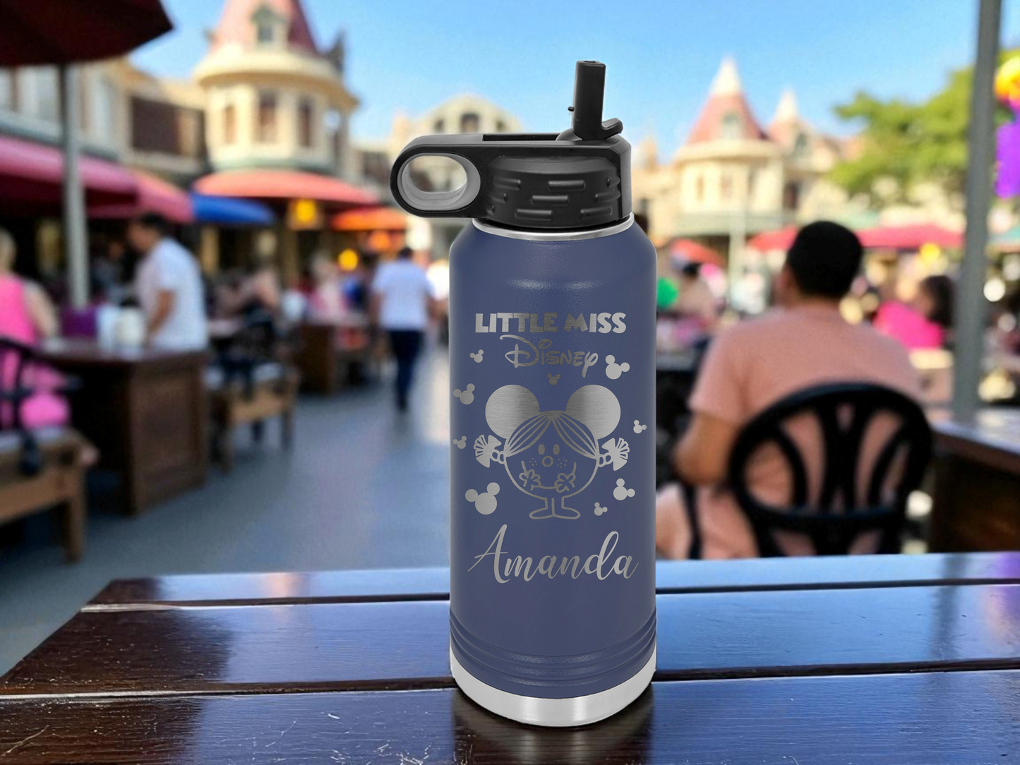 Little Miss Disney Personalized 32oz Engraved Water Bottle – Stainless Steel, Dishwasher Safe, Custom Name