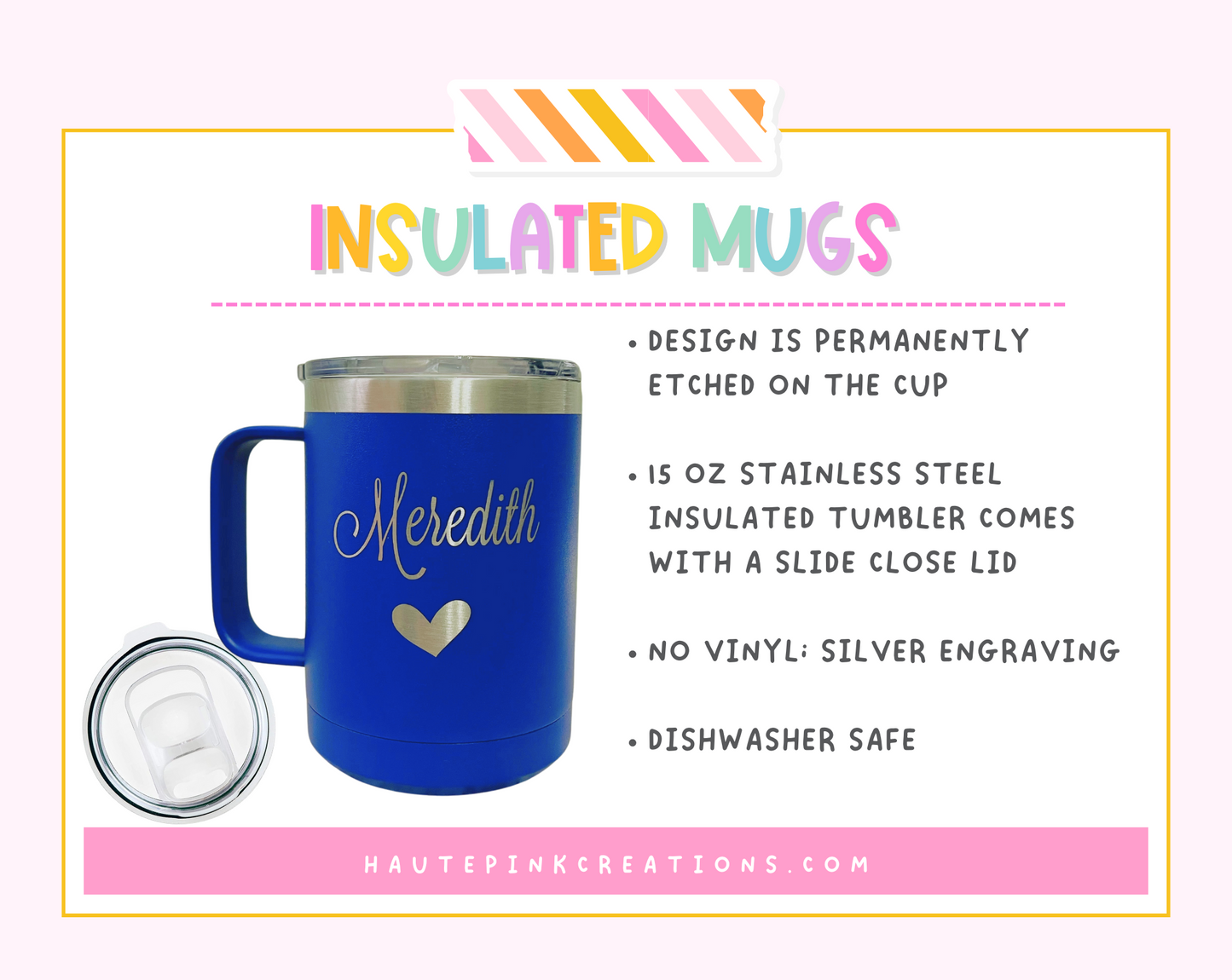 Custom Engraved Stainless Steel Insulated Coffee Mug with Lid