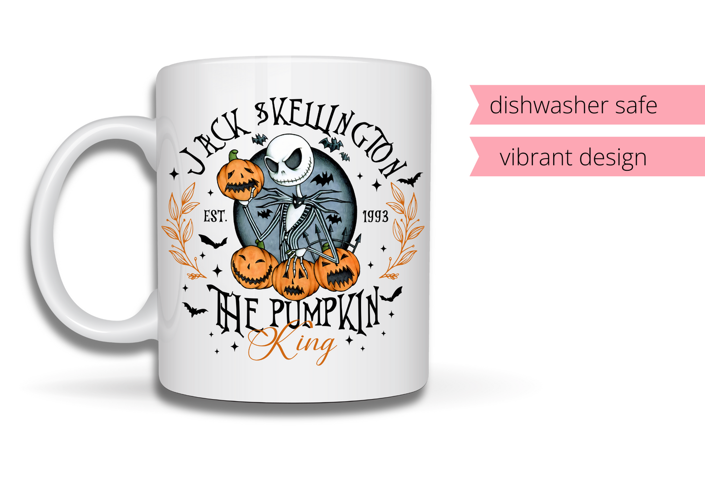 Jack Skellington Mug – 15 oz Ceramic Nightmare Before Christmas Coffee Cup, Vibrant Sublimation
