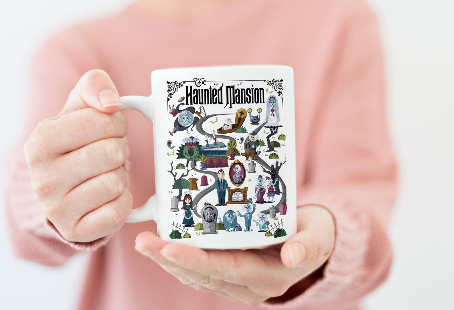 Haunted Mansion Disney Mug – 15 oz Ceramic Coffee Cup, Vibrant Sublimation, Spooky Disney Gifts