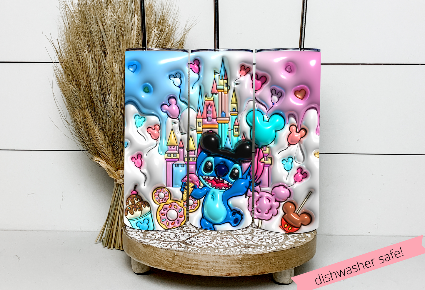 Stitch 20oz Skinny Tumbler – Disney Sublimated Stainless Steel Cup with Straw