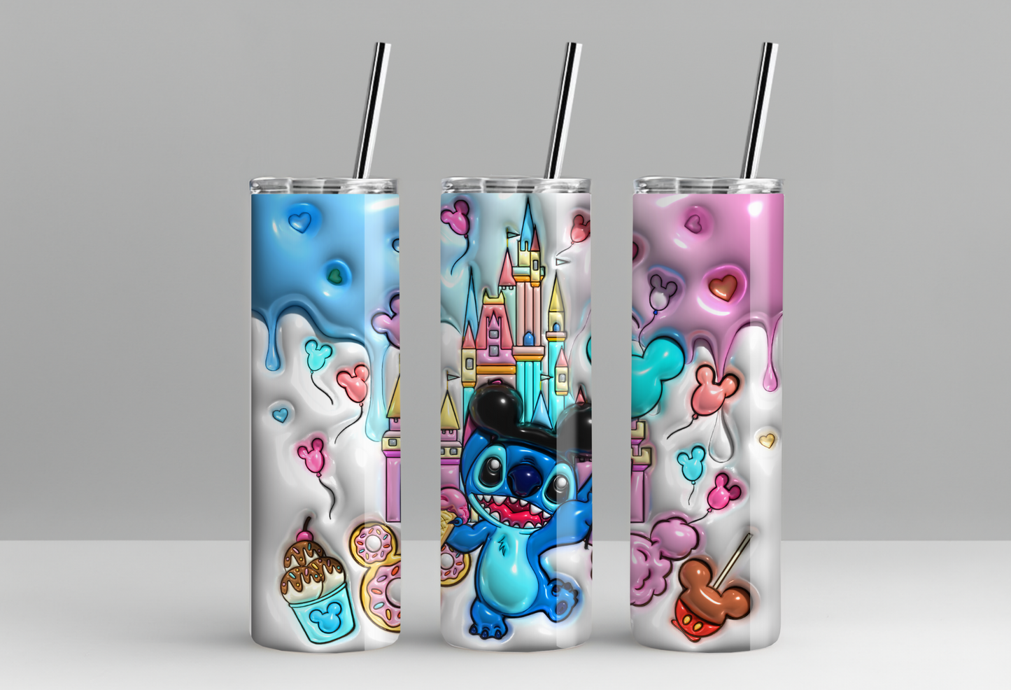 Stitch 20oz Skinny Tumbler – Disney Sublimated Stainless Steel Cup with Straw