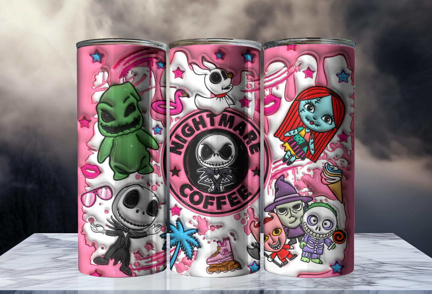 Nightmare Before Christmas Tumbler – 20 oz Skinny Stainless Steel, Sublimated, Jack Skellington, Disney Gift
