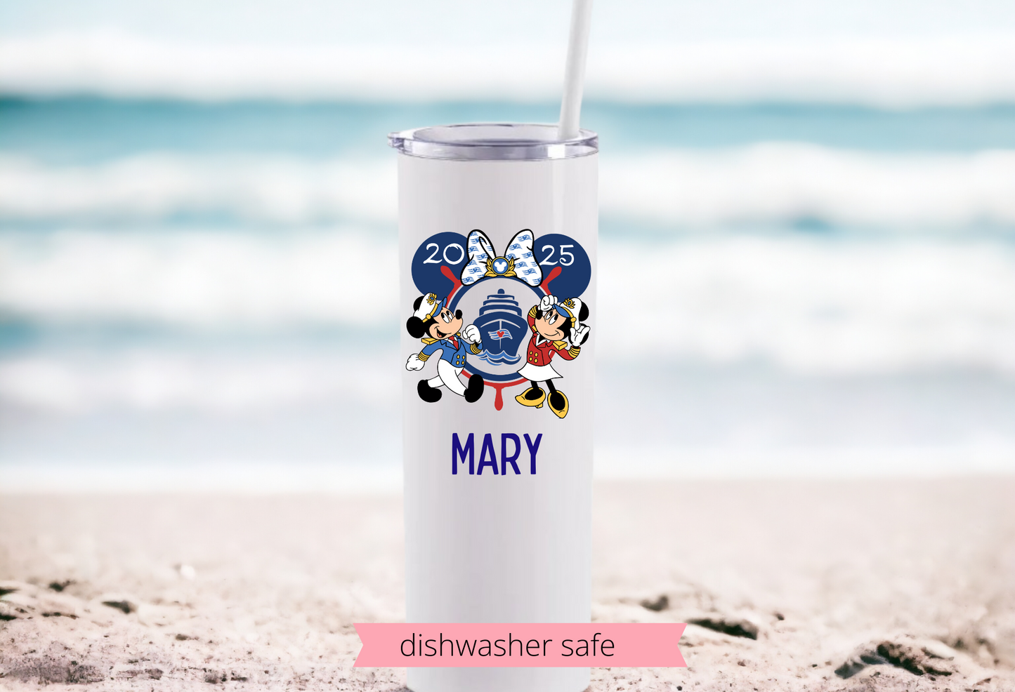 Disney Cruise Line Tumbler – 20 oz Personalized Stainless Steel, Sublimated, Custom Name, Vacation Gift