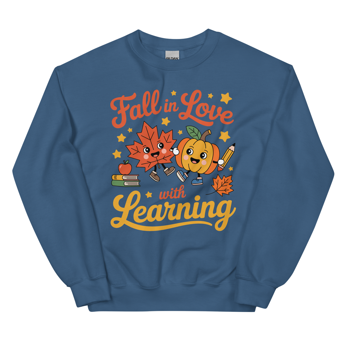 Fall in Love with Learning Sweatshirt – Gildan 18000 Crewneck with Cute Fall Graphics