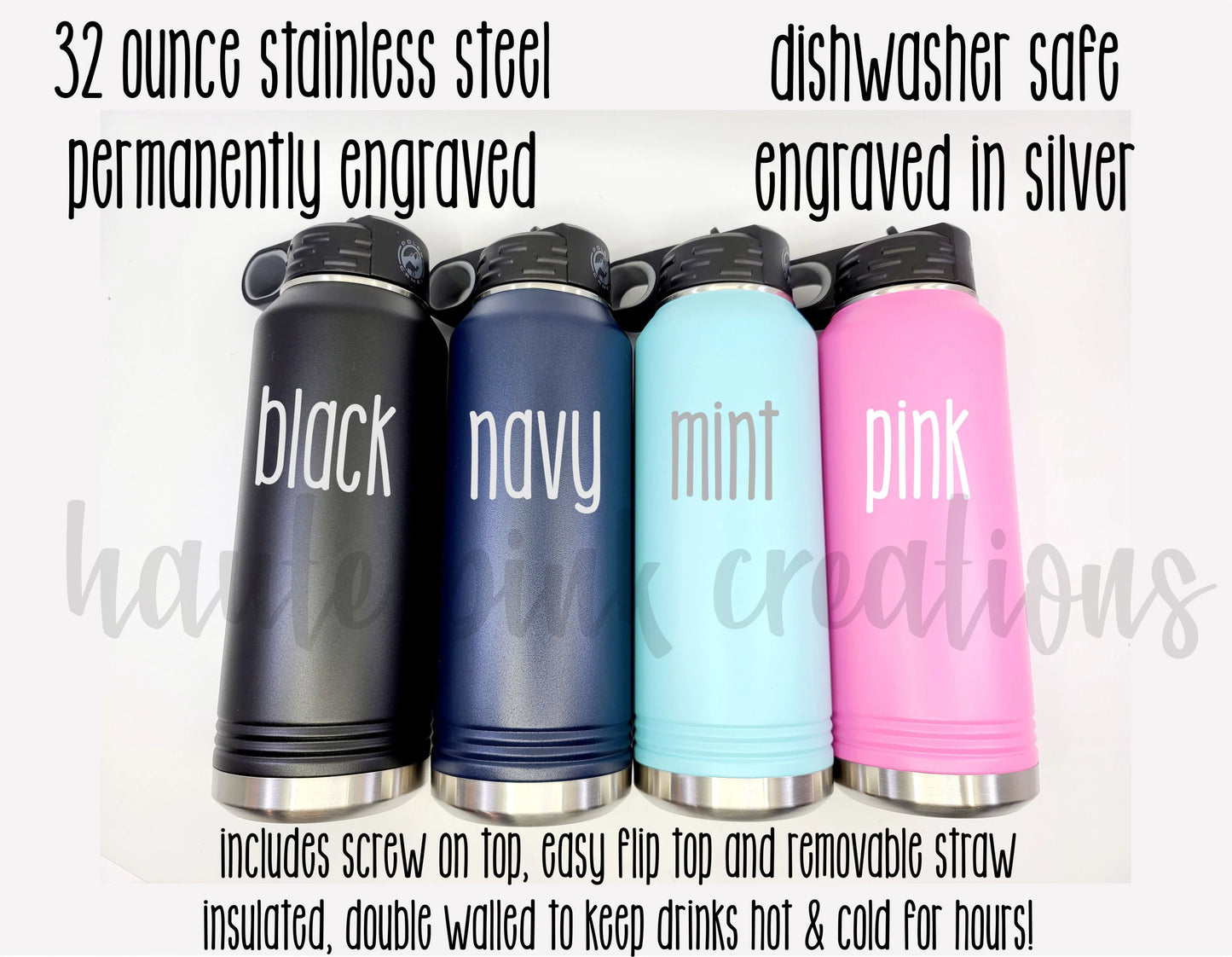 Little Miss Disney Personalized 32oz Engraved Water Bottle – Stainless Steel, Dishwasher Safe, Custom Name