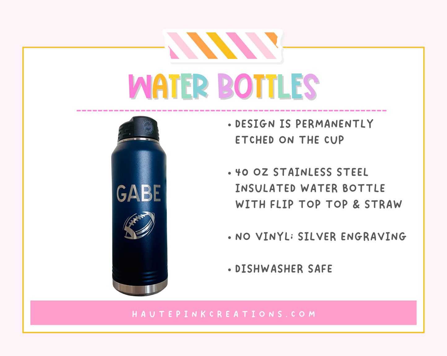 Little Miss Disney Personalized 32oz Engraved Water Bottle – Stainless Steel, Dishwasher Safe, Custom Name