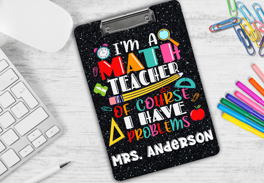 Personalized Teacher Clipboard, Math Teacher Gift