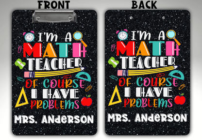 Personalized Teacher Clipboard, Math Teacher Gift