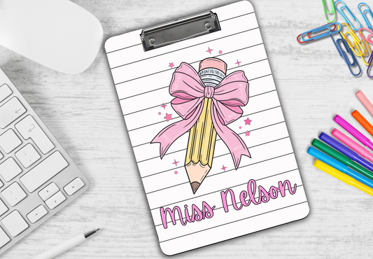 Personalized Teacher Clipboard – Sublimation, Custom Name, Colorful Classroom Gift