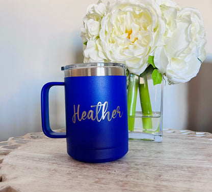 Custom Engraved Stainless Steel Insulated Coffee Mug with Lid
