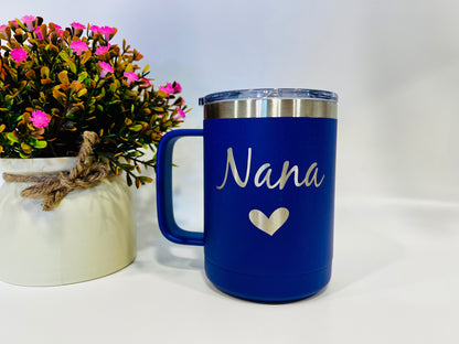 Grandma Coffee Cup, Yaya Coffee Tumbler, Insulated Coffee Mug, Stainless Steel, Personalized Mug, Christmas Gift, Personalized Gift