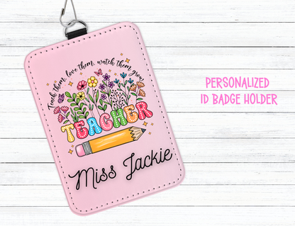 Personalized Teacher ID Badge Holder with Lanyard-Custom Teacher ID Badge- Personalized Teacher Gift