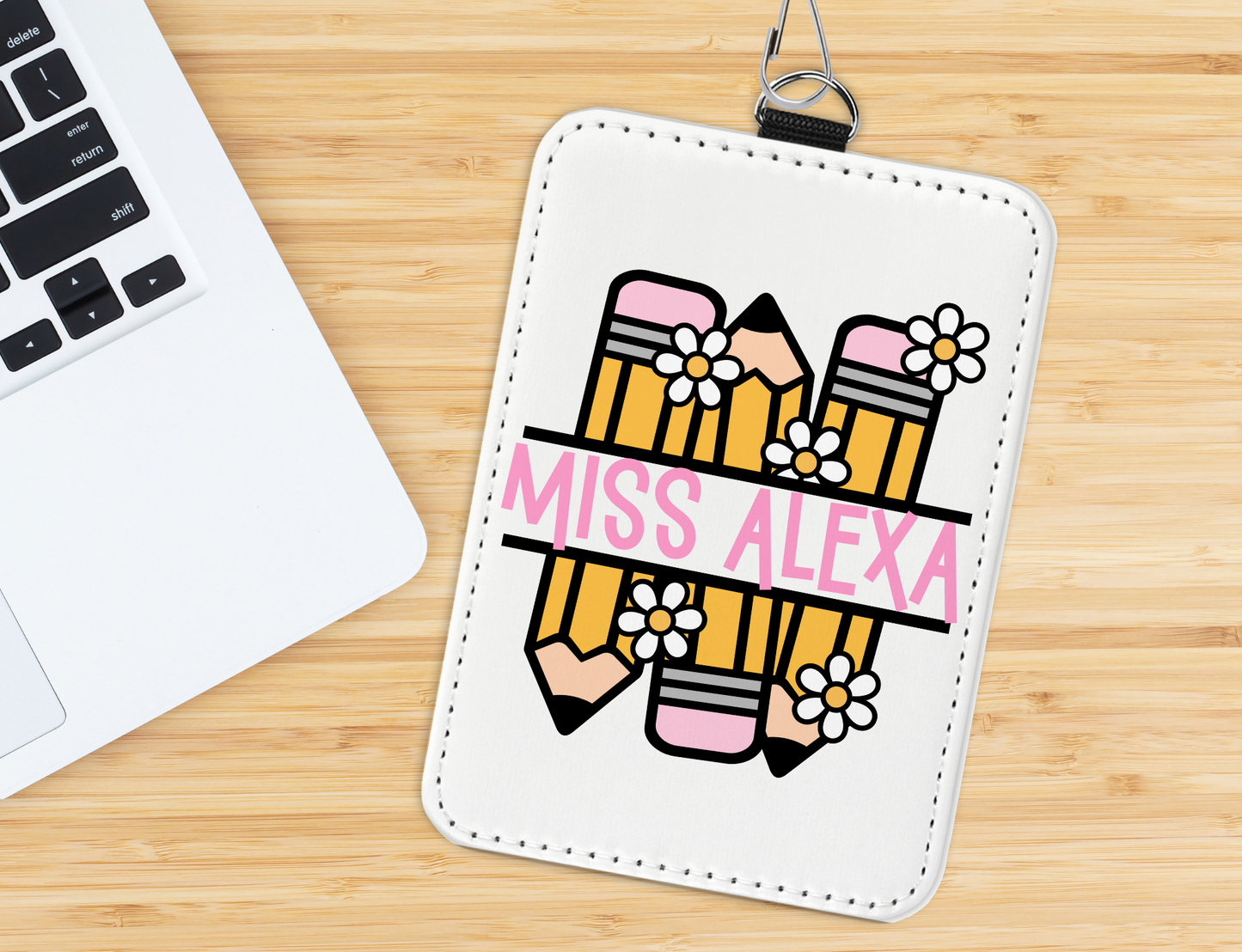 Personalized Classroom-Themed Teacher ID Badge Holder with Lanyard-Custom Teacher ID Badge
