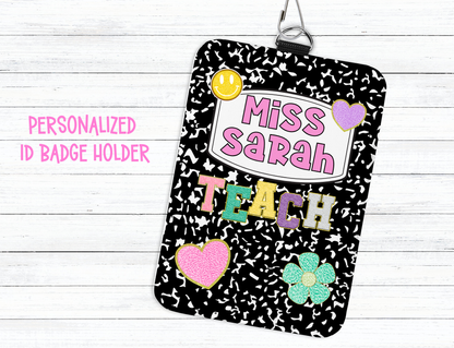 Personalized Teacher ID Badge Holder with Lanyard-Custom Teacher ID Badge- Personalized Teacher Gift