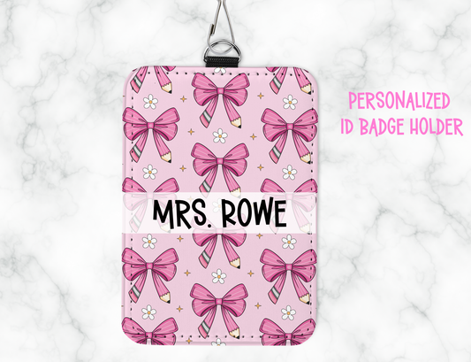 Personalized Leatherette ID Badge Holder with Lanyard – Custom Sublimated Name Tag for Teachers