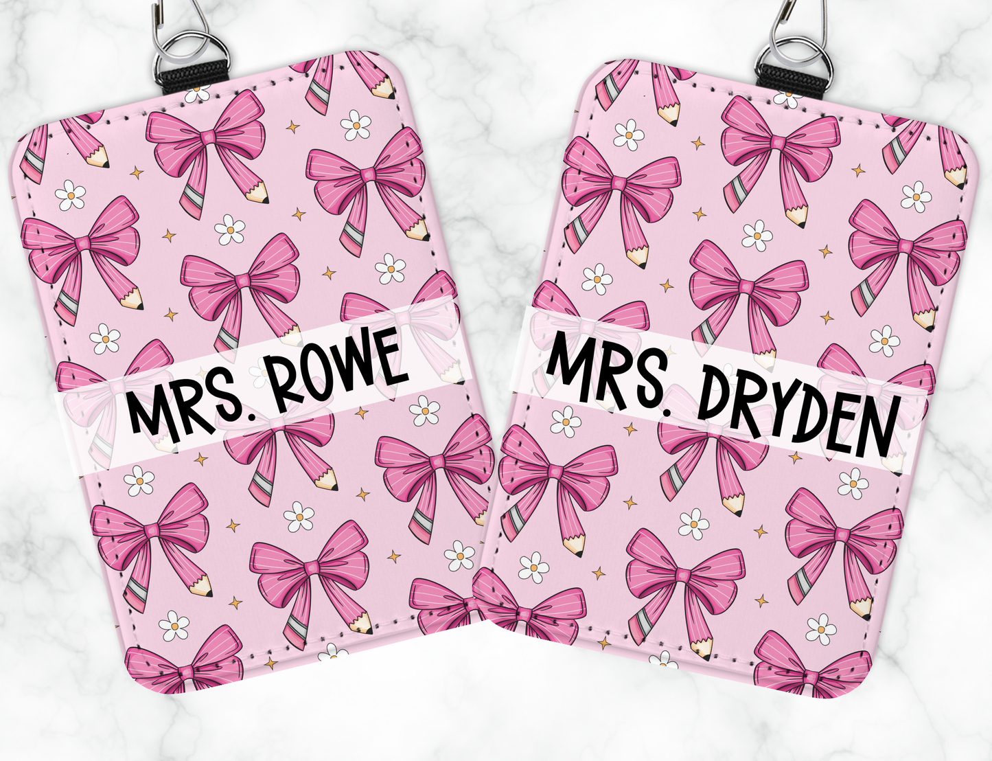 Personalized Leatherette ID Badge Holder with Lanyard – Custom Sublimated Name Tag for Teachers