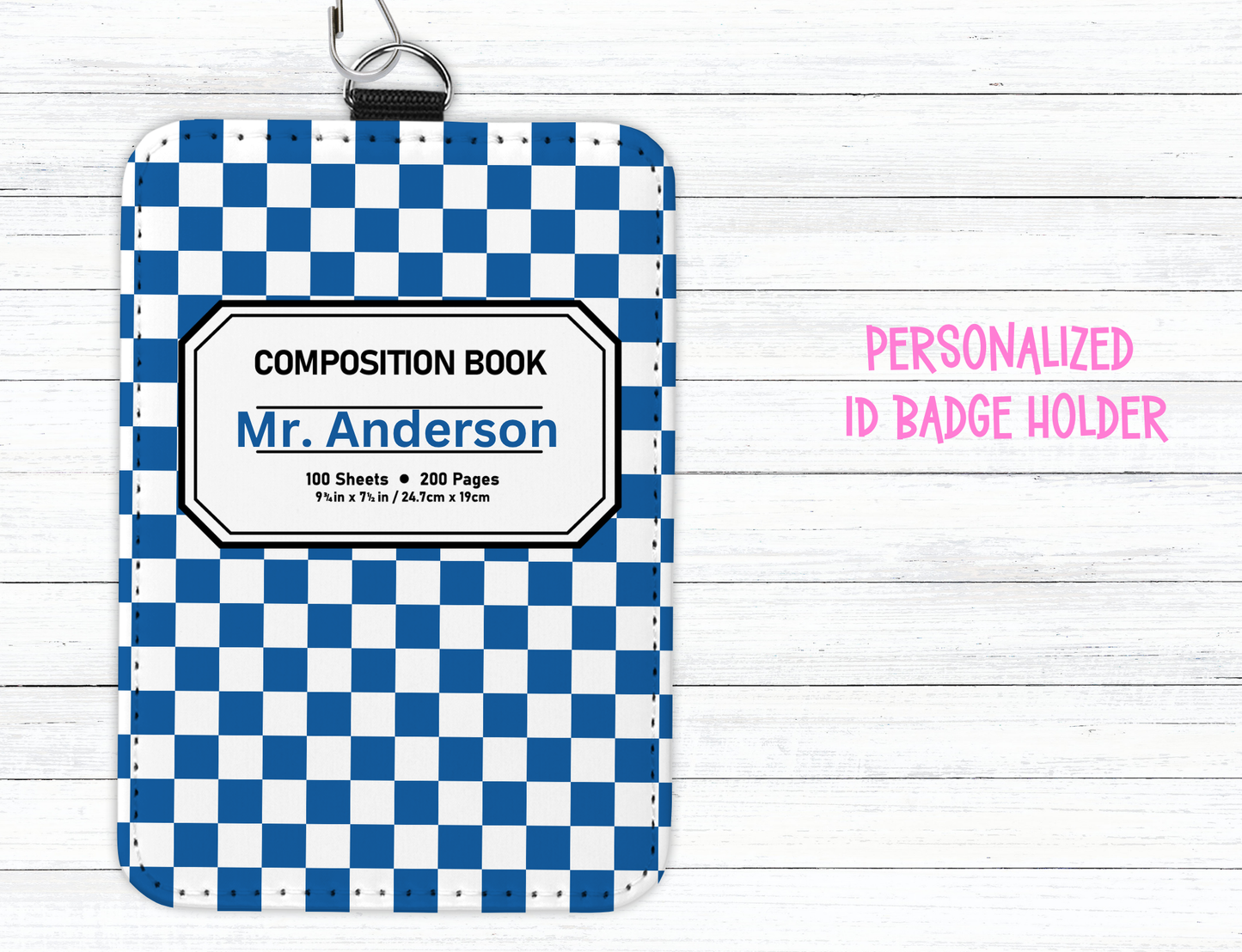 Personalized Leatherette ID Badge Holder with Lanyard – Custom Sublimated Name Tag for Teachers