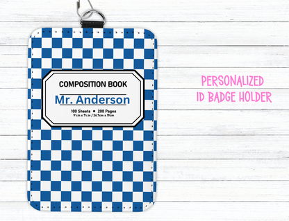 Personalized Leatherette ID Badge Holder with Lanyard – Custom Sublimated Name Tag for Teachers