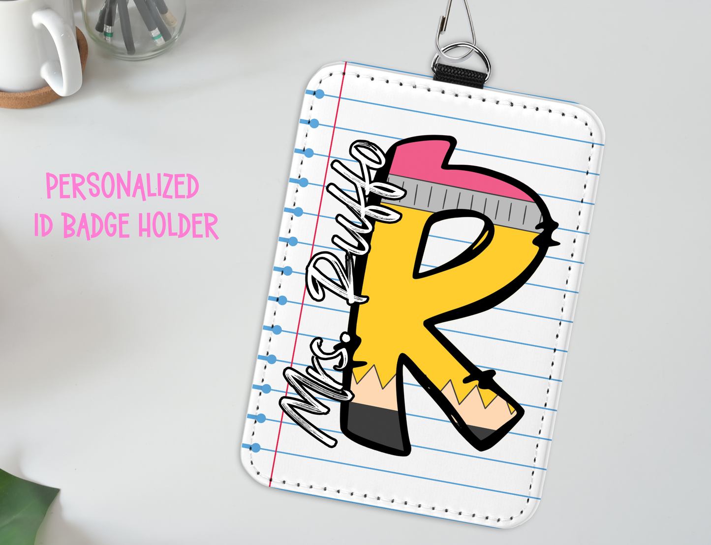 Personalized Teacher ID Badge Holder with Lanyard-Custom Teacher ID Badge- Personalized Teacher Gift