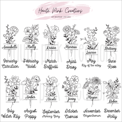 Personalized Birth Month Flower Tumbler – Flower Tumbler - Personalized Cup with Lid and Straw