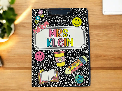 Personalized Teacher Clipboard – Sublimation, Custom Name, Colorful Classroom Gift