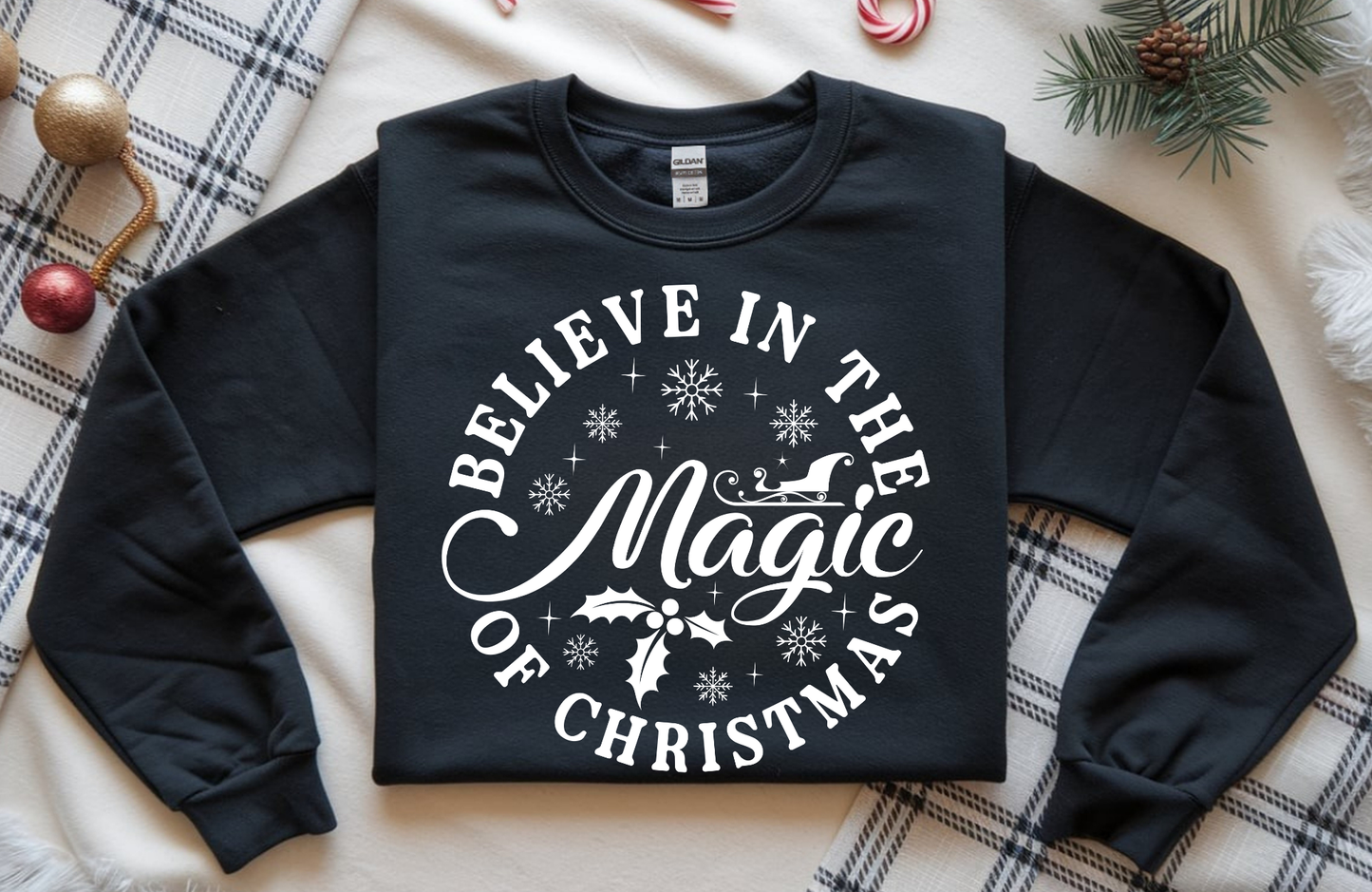 Believe in the Magic of Christmas Sweatshirt – Gildan 18000 Crewneck