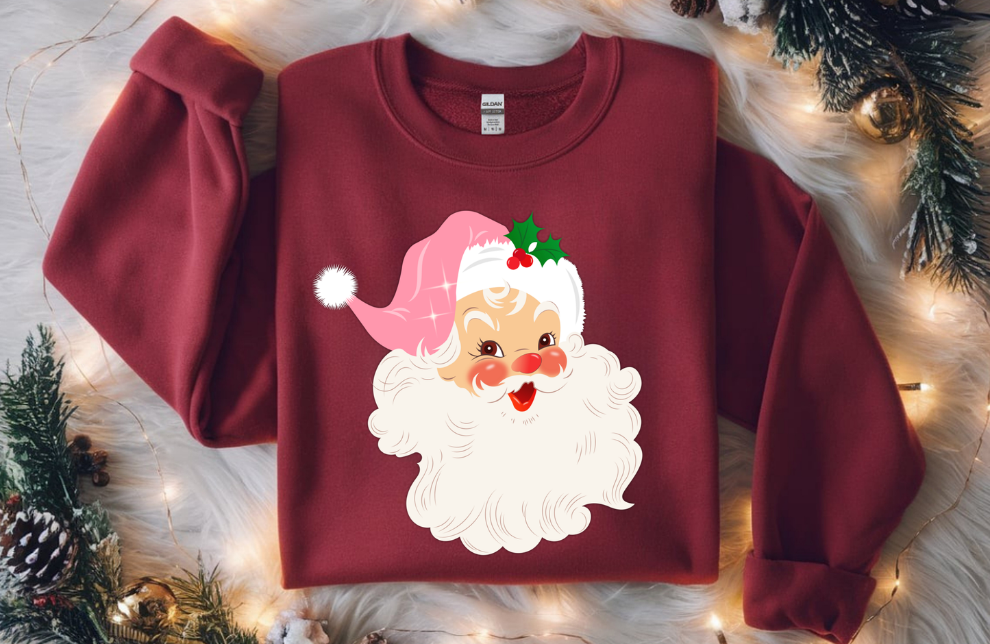 Retro Santa Claus Sweatshirt – Gildan 18000 Vintage Christmas Crewneck