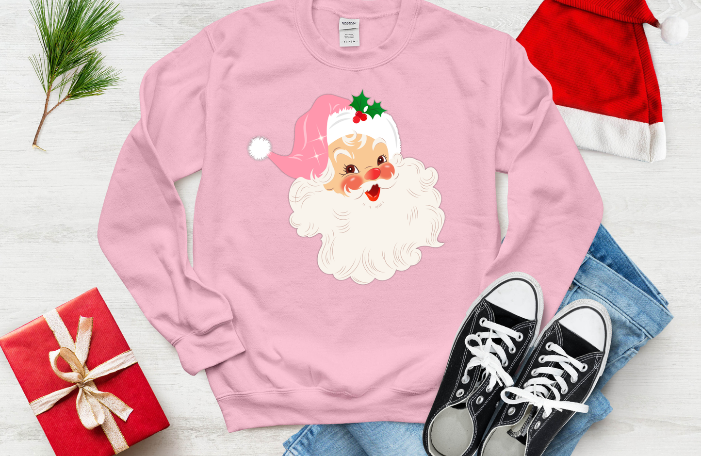 Retro Santa Claus Sweatshirt – Gildan 18000 Vintage Christmas Crewneck