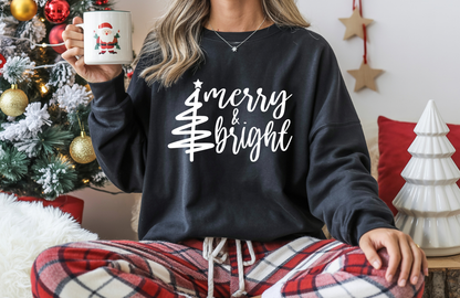 Merry and Bright Sweatshirt – Gildan 18000 Cozy Christmas Crewneck