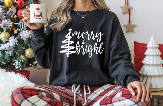 Merry and Bright Sweatshirt – Gildan 18000 Cozy Christmas Crewneck