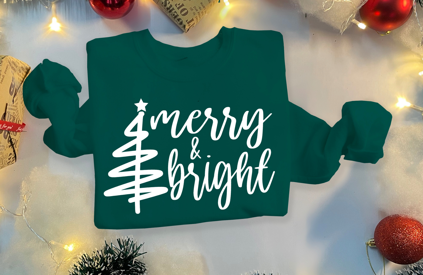 Merry and Bright Sweatshirt – Gildan 18000 Cozy Christmas Crewneck