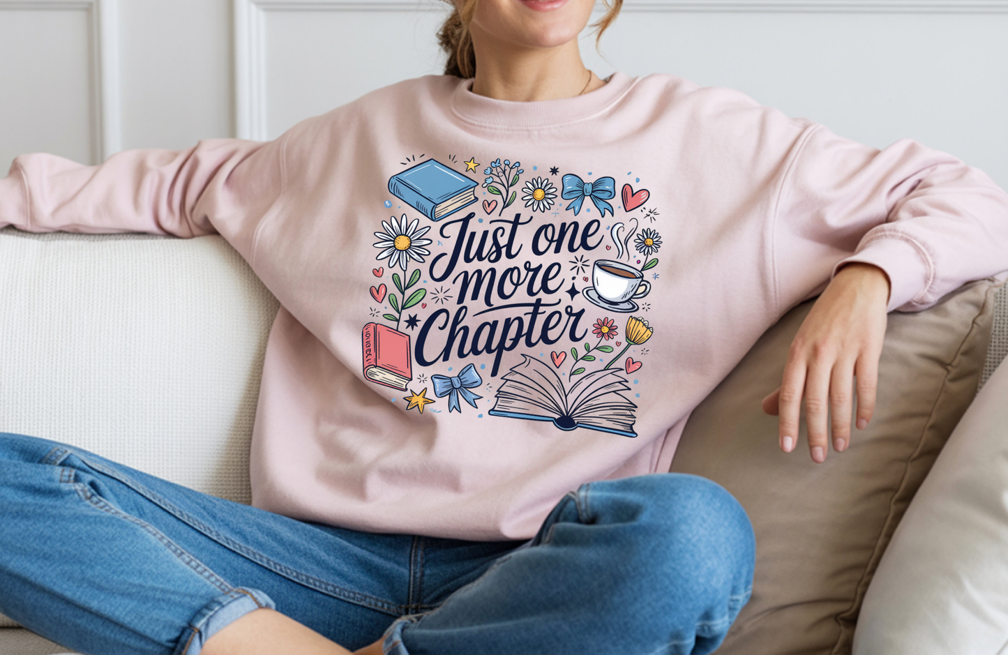 Just One More Chapter Sweatshirt – Gildan 18000 Book Lover Crewneck